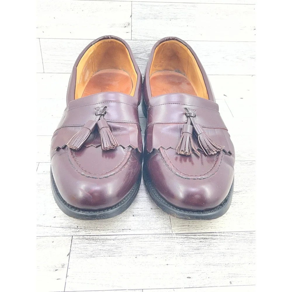Allen Edmonds Newport Men Sz 11B Burgundy Leather Kiltie Tassel Loafers USA Made